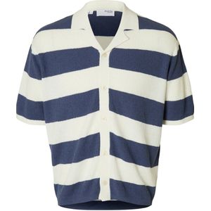 SELECTED HOMME casual overhemd fijn gebreid blauw