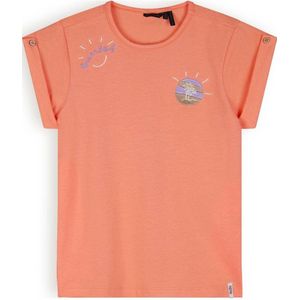 NONO T-shirt Kiki met printopdruk koraaloranje