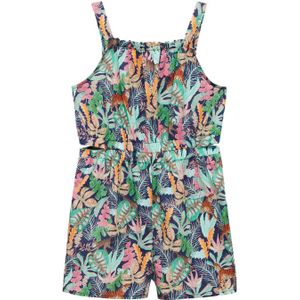 Mango Kids gebloemde playsuit donkerblauw/multicolor