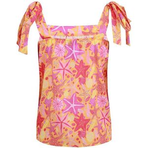 FLURESK top Mirre met all over print oranje/ roze