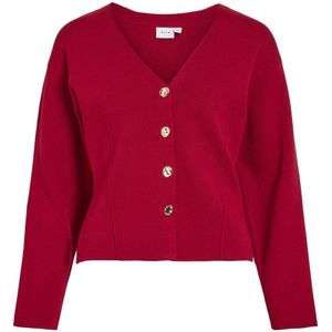 Vila - Way - Gebreid Vest - Rood - V-Hals