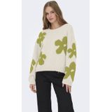 ONLY gebloemde trui ecru gebreid