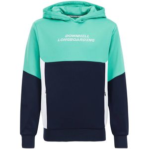 WE Fashion hoodie met printopdruk turquoise/donkerblauw/wit