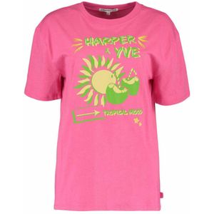 HARPER & YVE T-shirt met printopdruk TROPICAL roze
