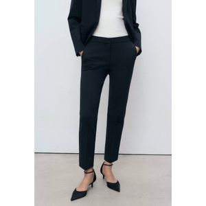 Mango - Straight Regular Waist Pantalon - Donkerblauw