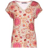 Geisha T-shirt met all over print roze/ecru