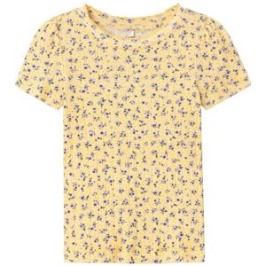 NAME IT MINI gebloemd T-shirt NMFJAIDA geel/lila