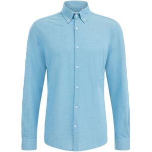 WE Fashion gebreid regular fit overhemd Saro met logo alaskan blue