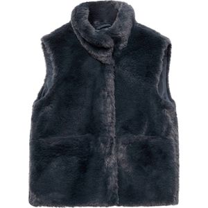 Mango Kids - Imitatiebont Gilet - Antraciet