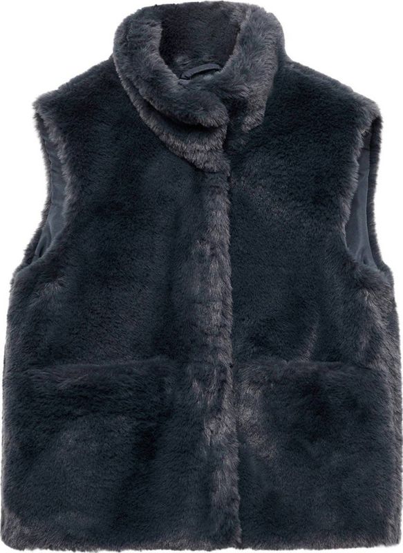 Mango Kids - Imitatiebont Gilet - Antraciet