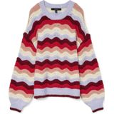Vero Moda - Vmdoja Ls O-neck Pullover - Trui - Baby Lavender/Stripes W. Syrah/Ribbon Red/Ros