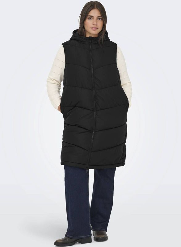 Caralina - Gilet - Hoge Hals - Lange Mouwen - Ritssluiting - Zijzakken - Lang