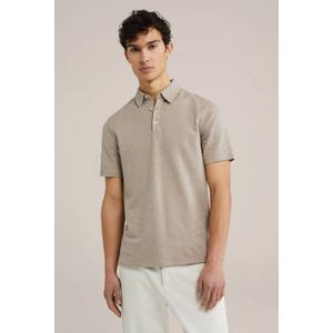 WE Fashion slim polo met textuur beige