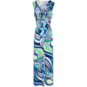 Morgan maxi jurk met grafische print blauw/ lichtgroen