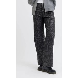 JJXX - JXSarah Tokyo - Broek - Grijs/Zwart - Imitatieleder - Wide Leg - High Waist