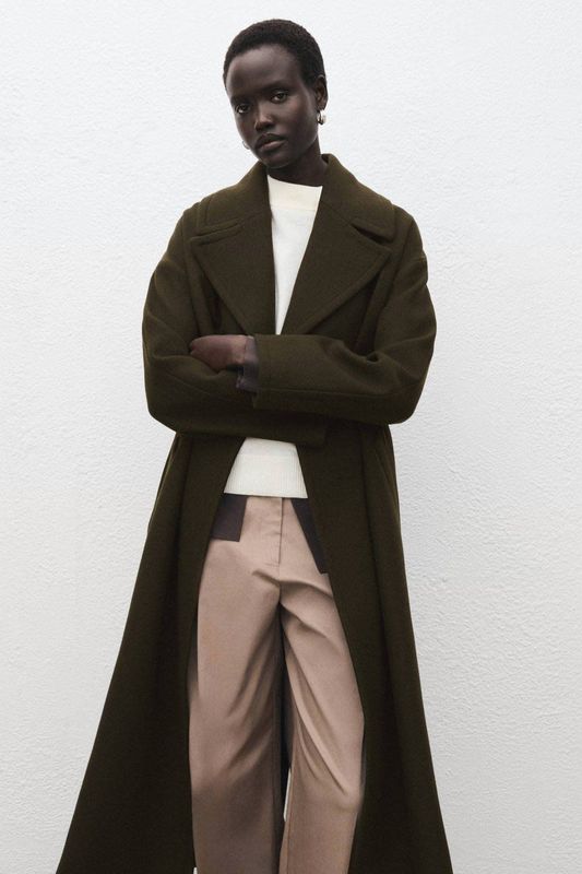 Mango wollen trenchcoat kaki