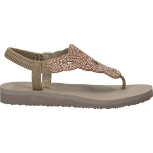 Skechers Meditation sandalen met strass taupe