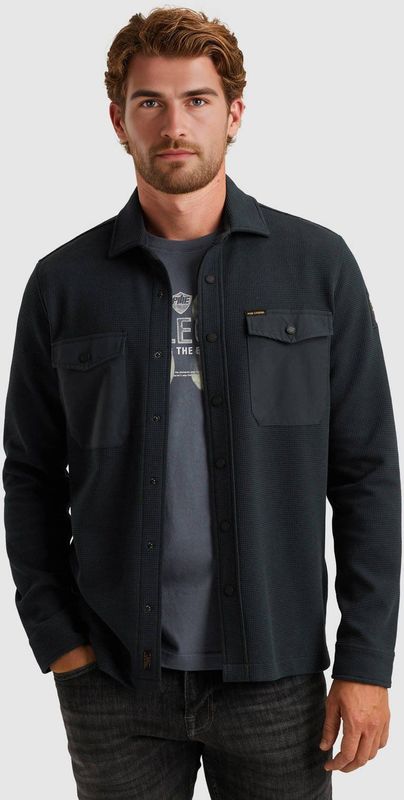 PME Legend Heren overhemd lange mouw blauw (Maat: S) - Effen