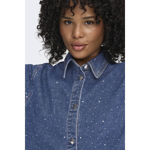 Denim Shirt - Cropped Fit - Langsleeve - Shirtkraag - Balloon Sleeves