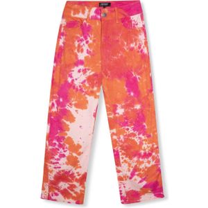 Refined Department tie-dye high waist straight leg jeans Hannah fuchsia/oranje/lichtroze