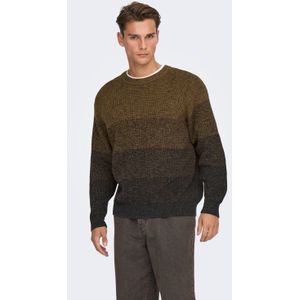ONLY & SONS gestreepte gebreide trui bruin