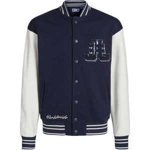 JACK & JONES JUNIOR sweatvest JORCOLE VARSITY donkerblauw/wit