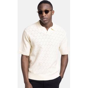 Redefined Rebel regular polo met ingebreid patroon ecru