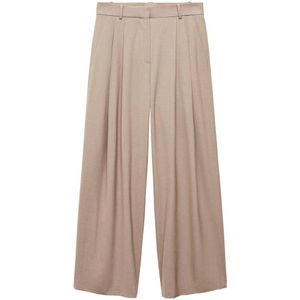 Mango high waist wide leg pantalon zand