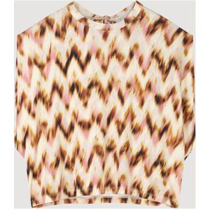 Summum top met all over print beige/ zwart/ bruin