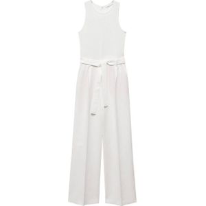 Mango jumpsuit met linnen ecru