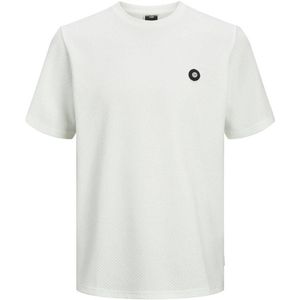 JACK & JONES CORE regular fit T-shirt JCOPUFFER met logo en textuur marshmallow