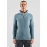 QS trui met wol rib gebreid blauw