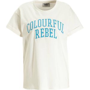 Colourful Rebel T-shirt Patch met logo ecru/ turquoise