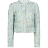 Aaiko cropped blazer met all over print mintgroen/ beige