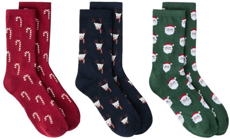 MANGO TEEN kerstsokken - set van 3 marineblauw/rood/groen