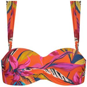 Cyell voorgevormde strapless bandeau bikinitop oranje/multi