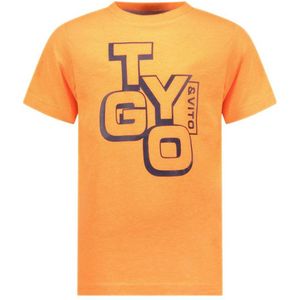 TYGO & vito T-shirt James met printopdruk neon oranje