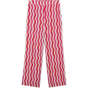 Mango high waist wide leg pantalon met grafische print roze/ecru