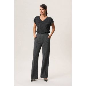 Miss Etam straight regular waist casual broek grijs met glitter