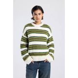 America Today gestreepte gebreide trui grijs