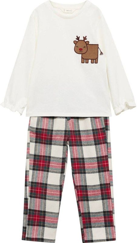 Mango Kids kerstpyjama met ruitdessin rood/wit