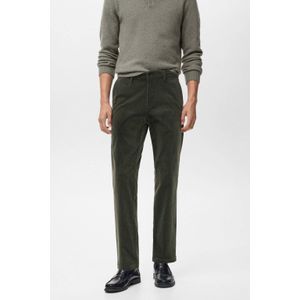 Mango Man corduroy slim casual broek kaki
