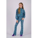 Vingino high waist flared broek Stexie met all over print blauw/grijs