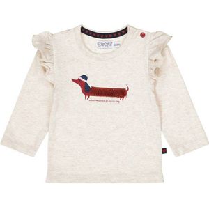 Dirkje longsleeve met printopdruk en ruches beige