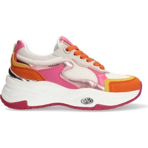 Mexx chunky leren sneakers oranje/roze/wit