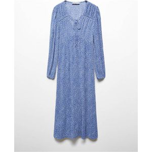 Mango A-lijn jurk met stippen blauw/wit