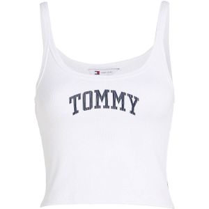 Tommy Jeans top met logo wit/ donkerblauw