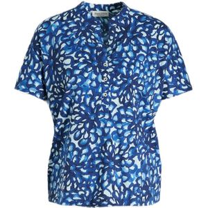 Marc O'Polo blousetop met all over print blauw/ecru