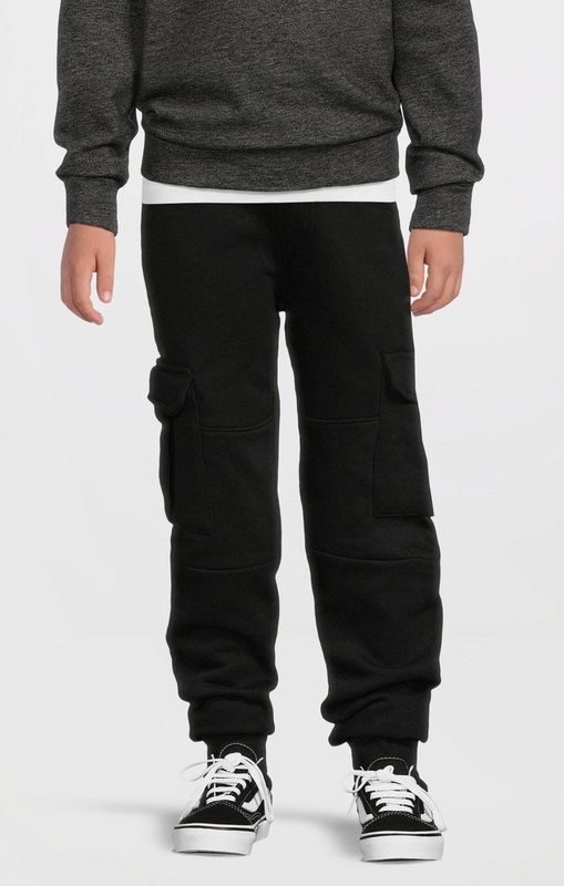 Anytime - Cargo Joggingbroek - Zwart - Fleece Voering - Elastische Tailleband