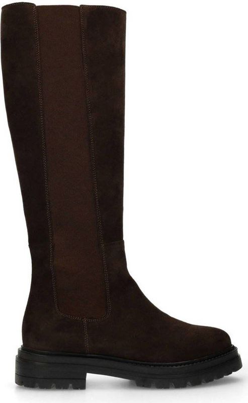 Manfield suède hoge laarzen donkerbruin